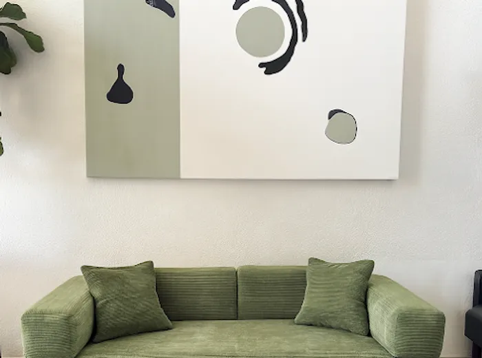 Living room reset between weekly stays